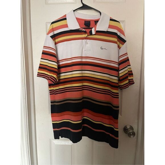 Kani Gold Mens Multi-Color Striped Short-Sleeve Polo Shirt Extra Large - Picture 10 of 12